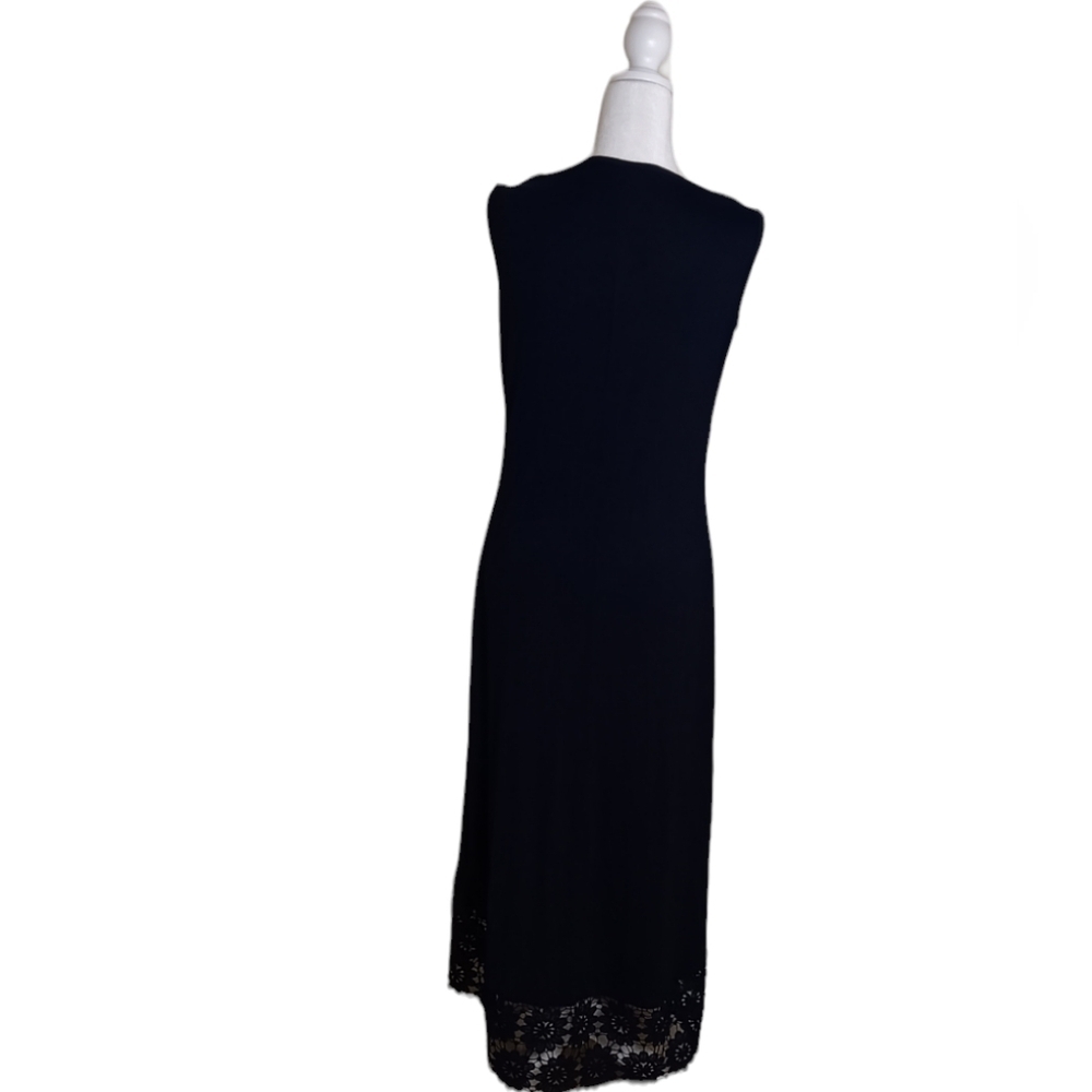 NWOT Nina Leonard Blue Pullover V-Neck Sleeveless Lace Flowy Pockets. … - Picture 2 of 6